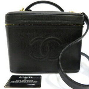 Chanel Coco Mark Caviar Skin Vanity Bag Black